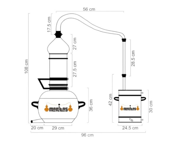 Alambiques de Cobre Marca Maritas Modelo de Columna Rotativa 30 litros de Capacidad - Imagen 2