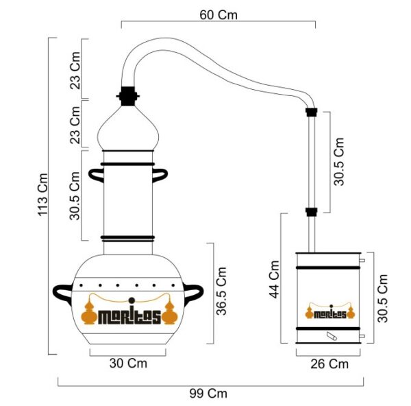 Alambique de cobre Marca Maritas, Modelo Polivalente 30 L. - Imagen 2