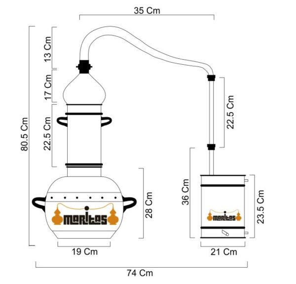 Alambique de cobre, marca Maritas, modelo Polivalente 10 litros - Imagen 2